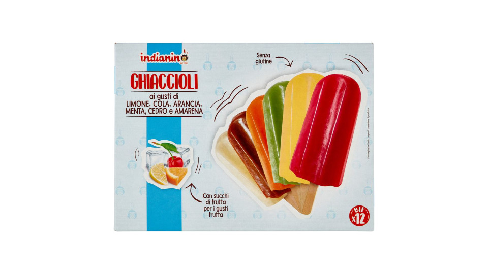 Indianino Ghiaccioli Ai Gusti Di Limone, Cola, Arancia, Menta, Cedro E Amarena 12 X 75 G