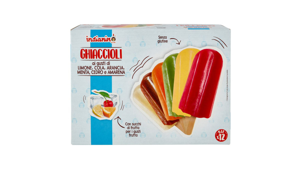 Indianino Ghiaccioli Ai Gusti Di Limone, Cola, Arancia, Menta, Cedro E Amarena 12 X 75 G