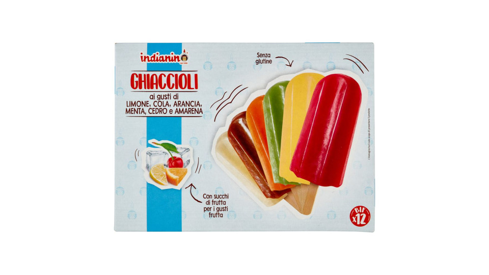 Indianino Ghiaccioli Ai Gusti Di Limone, Cola, Arancia, Menta, Cedro E Amarena 12 X 75 G