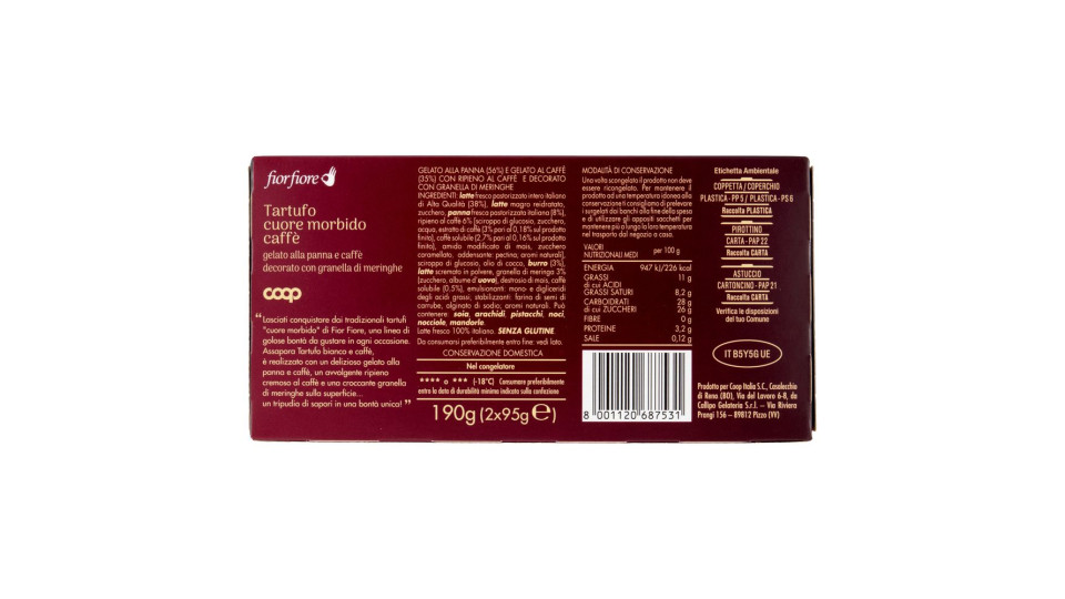 Tartufo Cuore Morbido Caffè 2 X 95 G