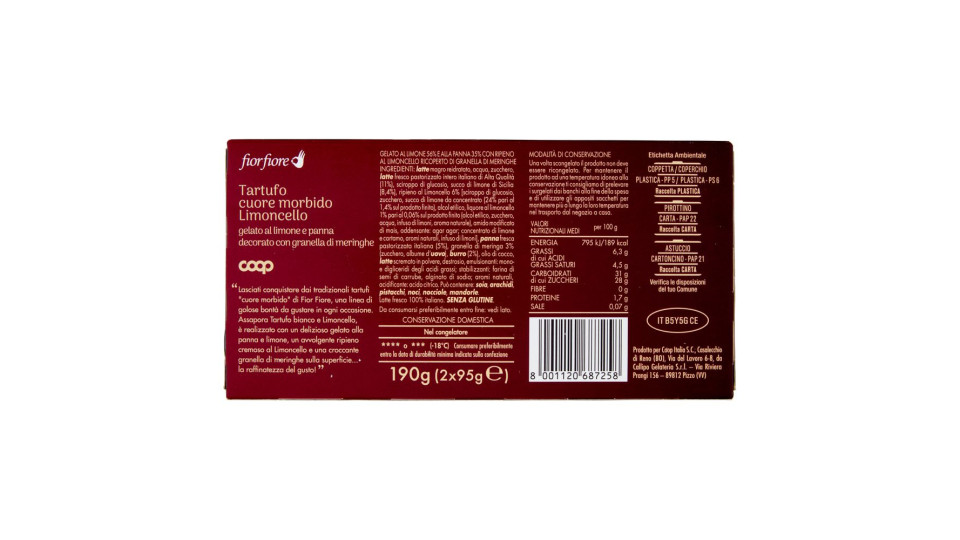 Tartufo Cuore Morbido Limoncello 2 X 95 G