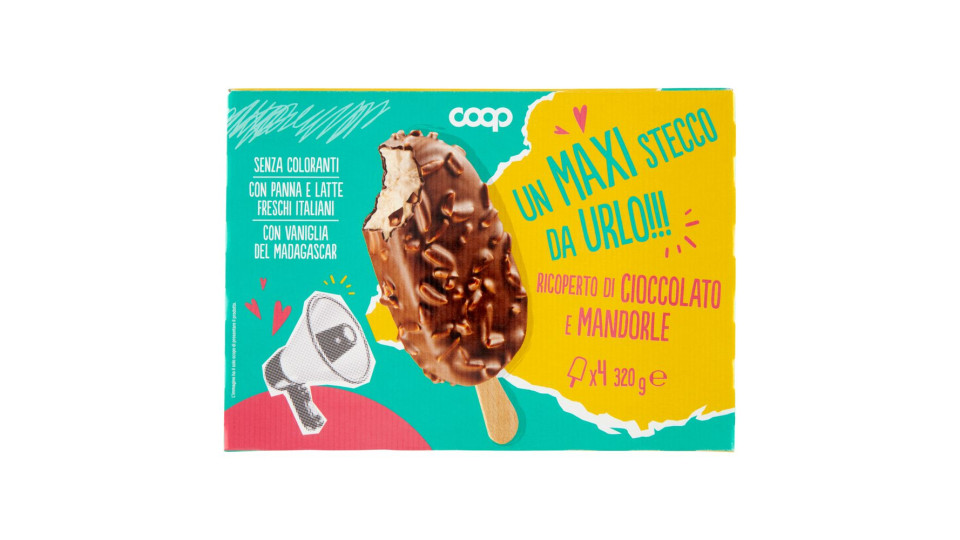 Un Maxi Stecco Da Urlo!!! Ricoperto Di Cioccolato E Mandorle 4 X 80 G