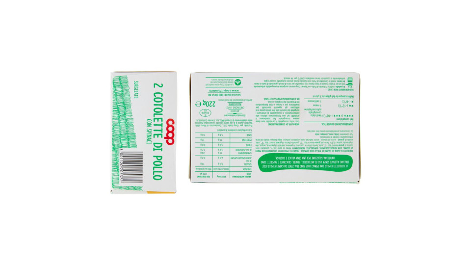 2 Cotolette Di Pollo Con Spinaci Surgelate 2 X 110 G
