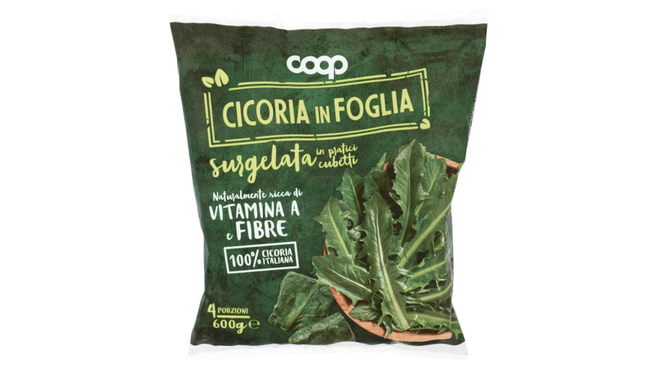 Cicoria In Foglia Surgelata In Pratici Cubetti 600 G