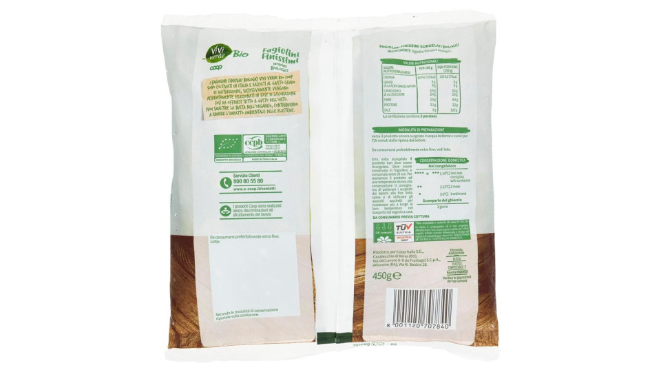 Fagiolini Finissimi Surgelati Biologici 450 G