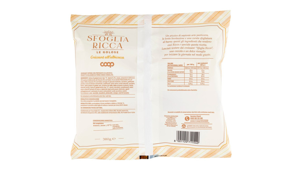 Sfoglia Ricca - Le Golose Croissant All'albicocca 4 X 95 G