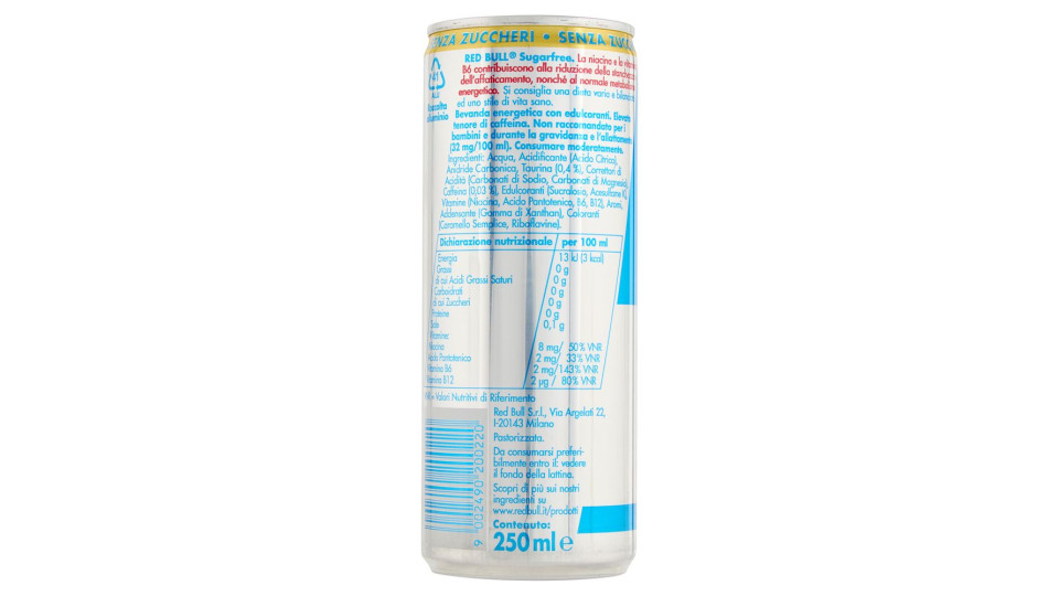 Red Bull Energy Drink, Senza Zuccheri, 250 Ml