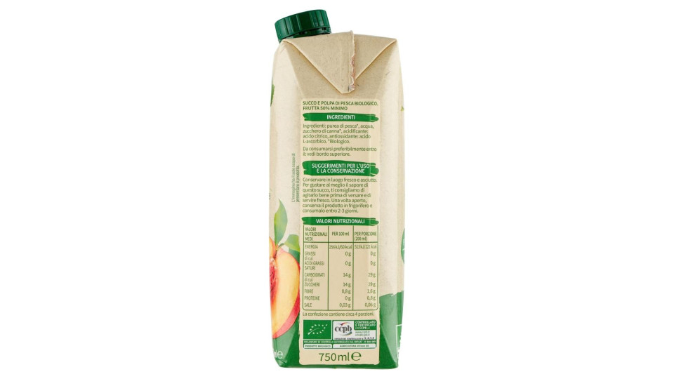 Pesca Succo E Polpa Biologica 750 Ml