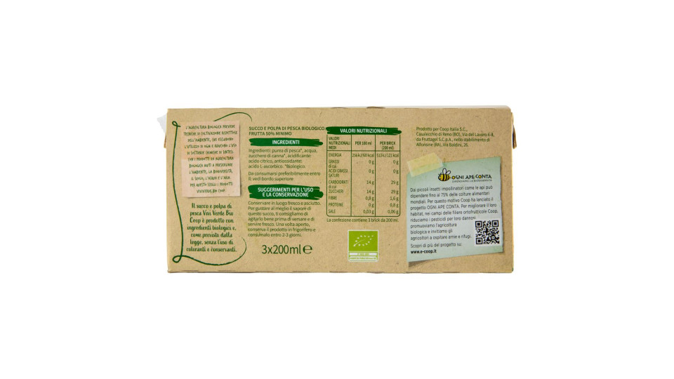 Succo E Polpa Pesca Biologica 3 X 200 Ml