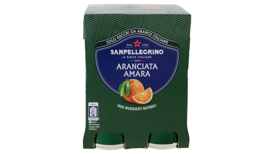 Bibite Sanpellegrino, Bevanda Gassata, Aranciata Amara, Lattina - 4x330ml