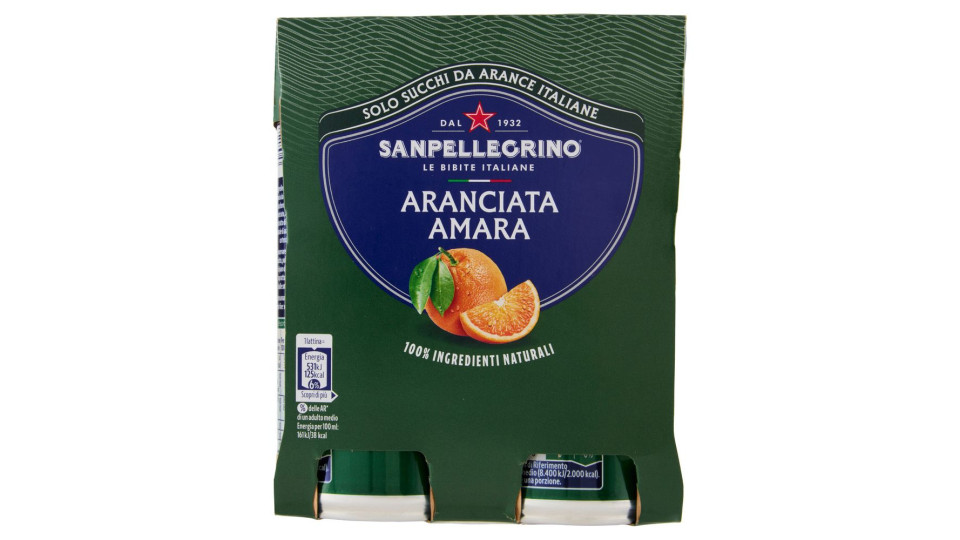 Bibite Sanpellegrino, Bevanda Gassata, Aranciata Amara, Lattina - 4x330ml