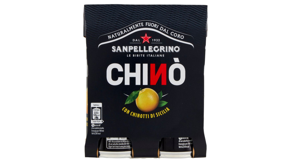 Bibite Sanpellegrino, Bevanda Gassata, Chinò, Lattina - 4x330ml