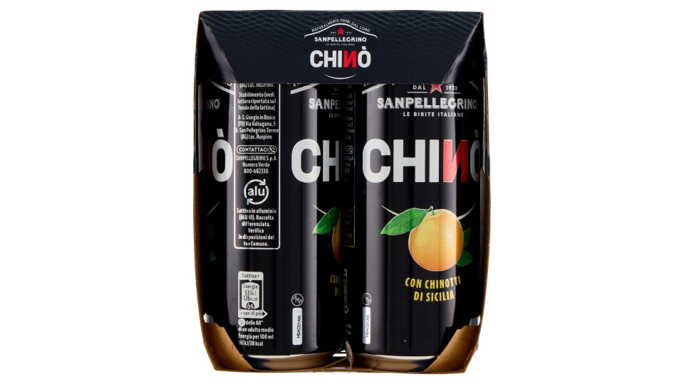 Bibite Sanpellegrino, Bevanda Gassata, Chinò, Lattina - 4x330ml