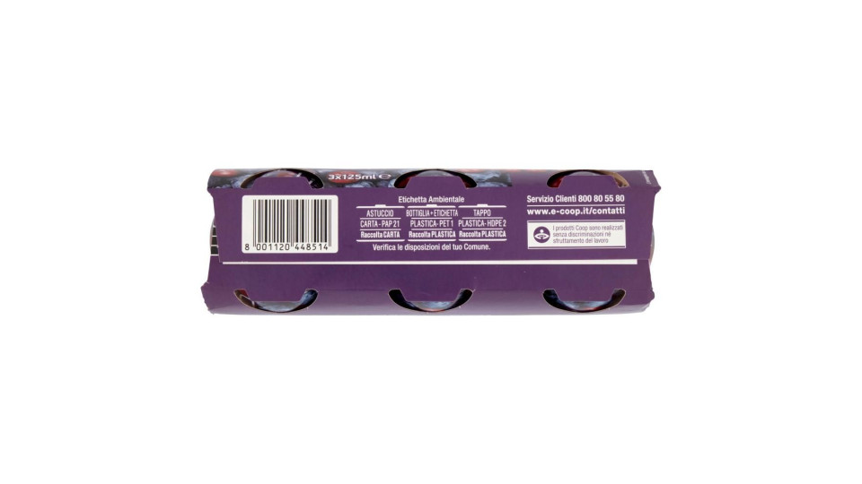 100% Mirtilli E Uva Rossa Spremuta Di Frutta 3 X 125 Ml