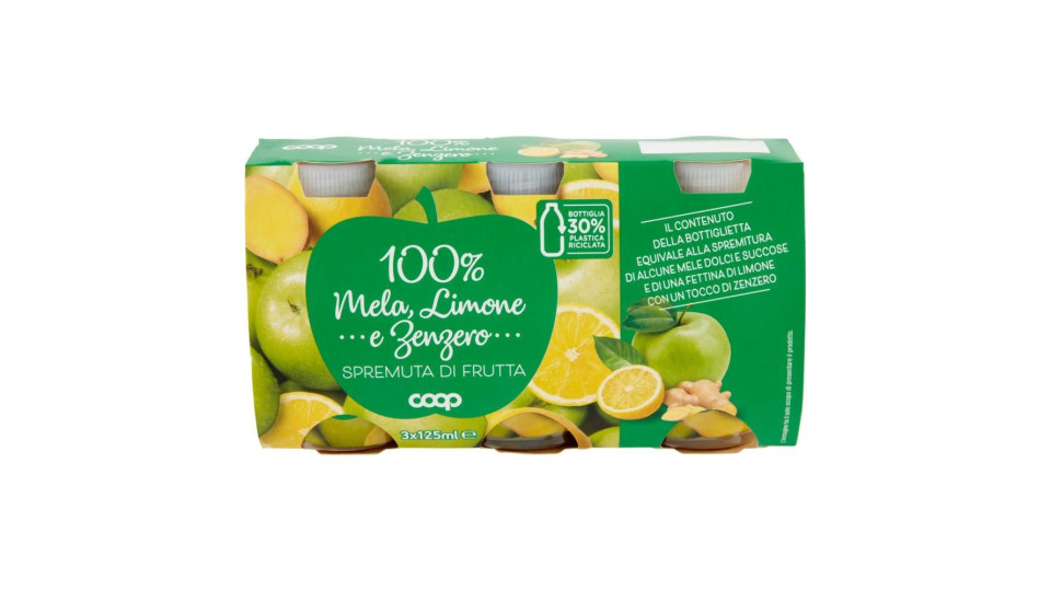100% Mela, Limone E Zenzero Spremuta Di Frutta 3 X 125 Ml