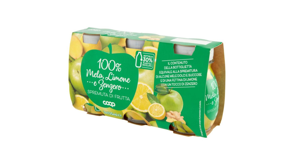 100% Mela, Limone E Zenzero Spremuta Di Frutta 3 X 125 Ml