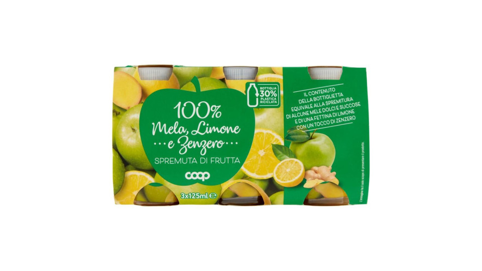100% Mela, Limone E Zenzero Spremuta Di Frutta 3 X 125 Ml