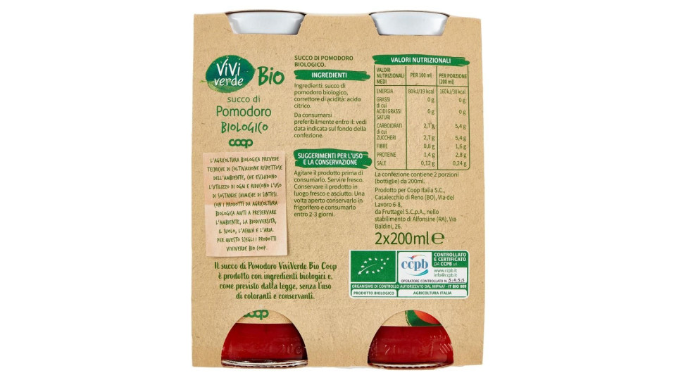 Succo Di Pomodoro Biologico 2 X 200 Ml