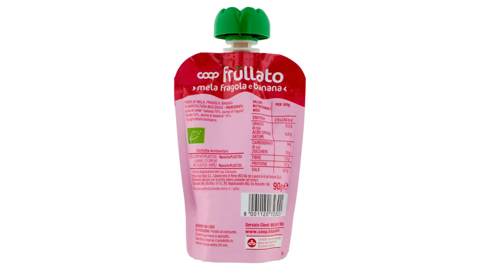 Frullato Mela Fragola E Banana Da Agricoltura Biologica 90 G