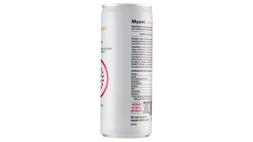 Myami Bcaa Boost Aminoacidi Essenziali Arancia E Maracuja + Caffeina 250 Ml