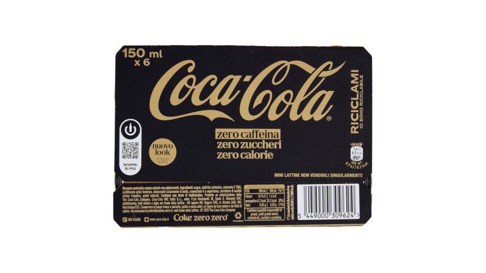Coca-cola Zero Caffeina Zero Zuccheri Minican 6 X 15cl