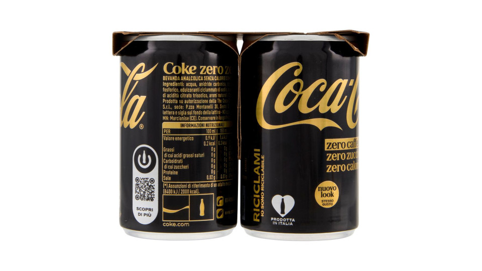 Coca-cola Zero Caffeina Zero Zuccheri Minican 6 X 15cl