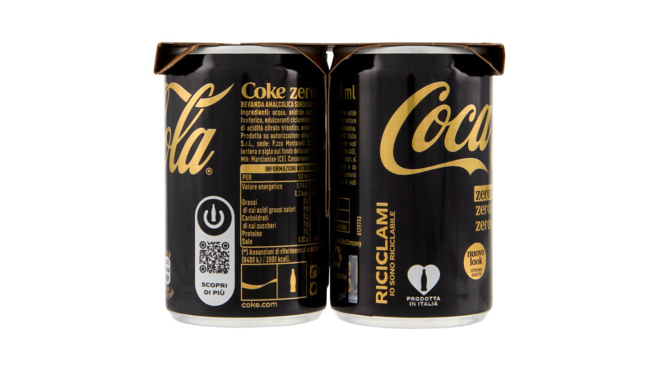 Coca-cola Zero Caffeina Zero Zuccheri Minican 6 X 15cl