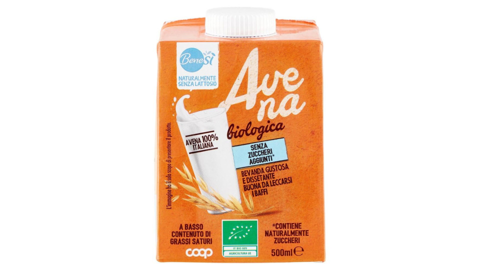 Naturalmente Senza Lattosio Avena Biologica 500 Ml