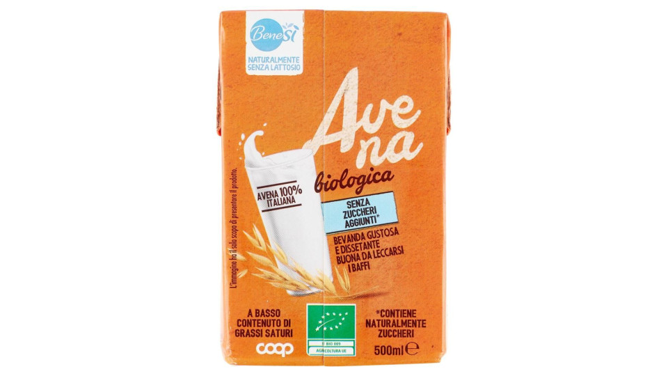 Naturalmente Senza Lattosio Avena Biologica 500 Ml
