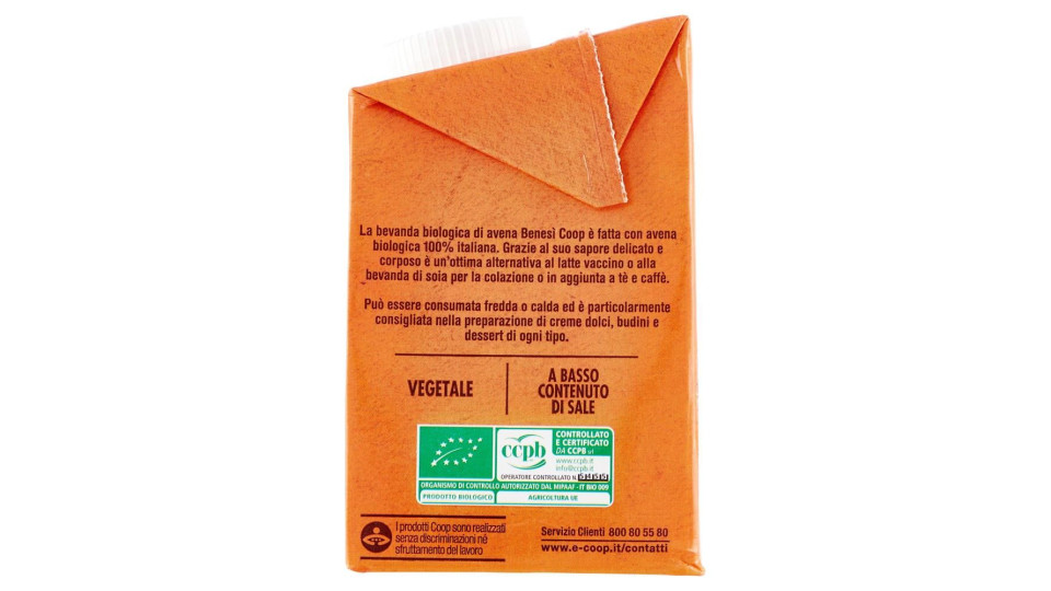 Naturalmente Senza Lattosio Avena Biologica 500 Ml