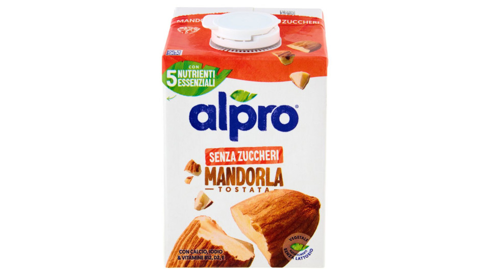 Alpro Senza Zuccheri Mandorla, Bevanda 100% Vegetale, Basso In Grassi, Senza Lattosio, 500ml