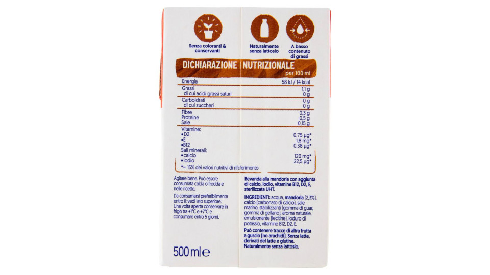 Alpro Senza Zuccheri Mandorla, Bevanda 100% Vegetale, Basso In Grassi, Senza Lattosio, 500ml