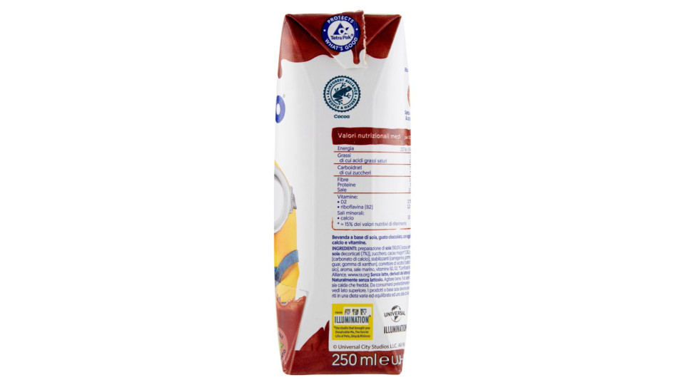 Alpro Minions, Bevanda Vegetale, Soia Gusto Cioccolato, No Lattosio, Basso In Grassi Saturi, 250 Ml