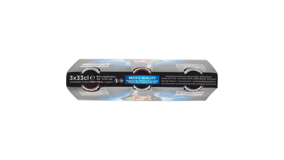 Beck's Blue Birra Pilsner Tedesca Analcolica Bottiglia 3x33cl