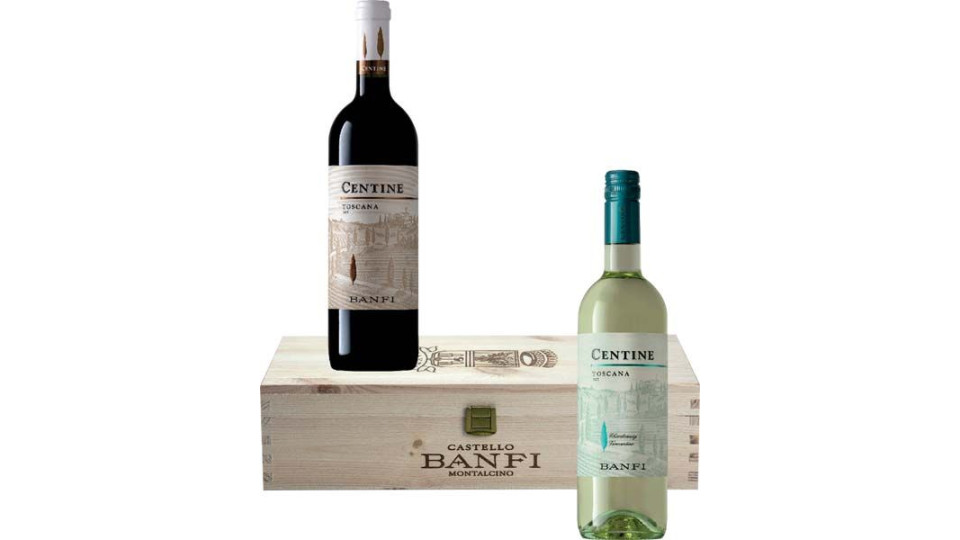 Cassetta Di Legno: Centine Bianco Toscana Igt 0,75 L, Centine Rosso Toscana Igt 0,75 L Banfi