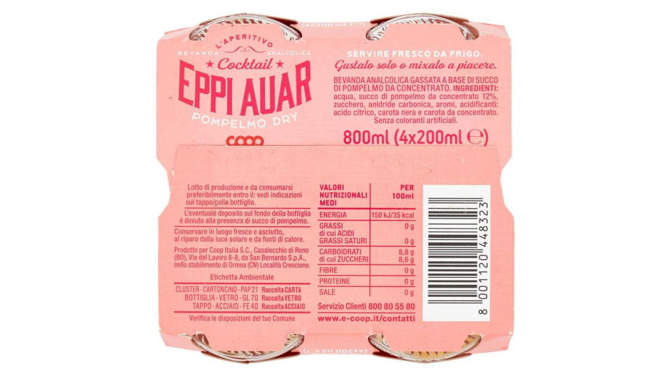 Cocktail Eppi Auar Pompelmo Dry 4 X 200 Ml