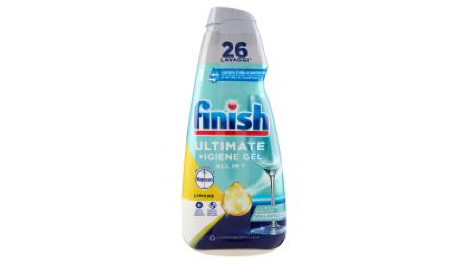Finish Ultimate + Igiene Gel Limone Liquido Lavastoviglie 26 Lavaggi 560 Ml