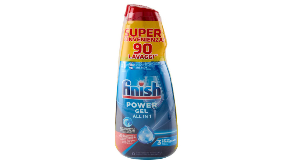 Finish Power Gel Fresh 3 X 30 Lavaggi Liquido Lavastoviglie 3 X 600 Ml
