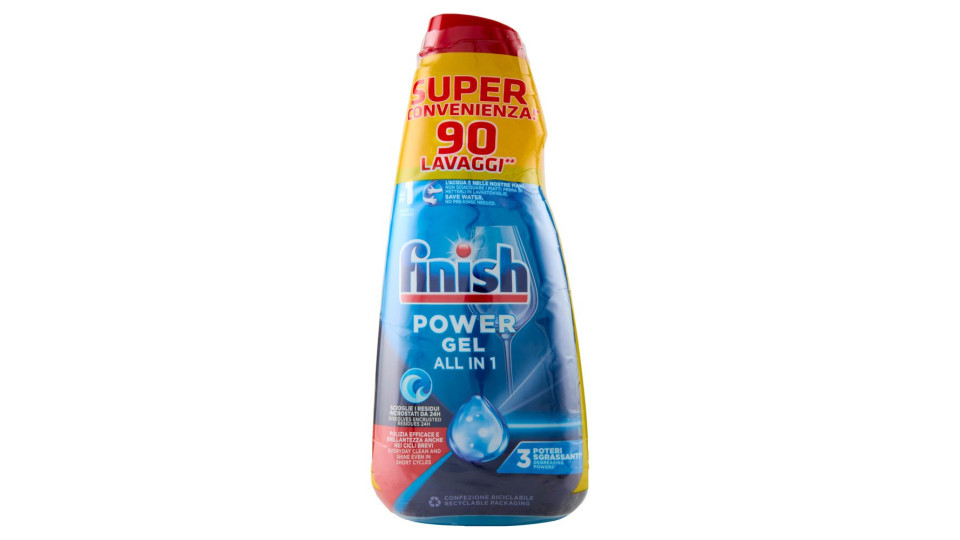 Finish Power Gel Fresh 3 X 30 Lavaggi Liquido Lavastoviglie 3 X 600 Ml
