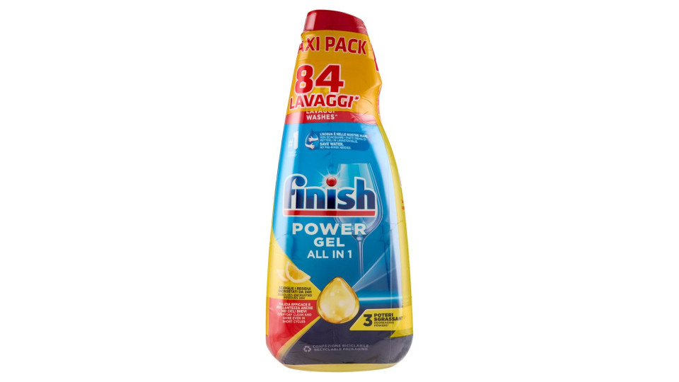Finish Power Gel Lemon 3 X 30 Lavaggi Liquido Lavastoviglie 3 X 600 Ml