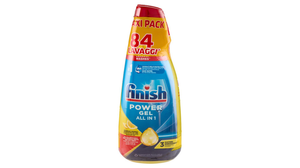 Finish Power Gel Lemon 3 X 30 Lavaggi Liquido Lavastoviglie 3 X 600 Ml