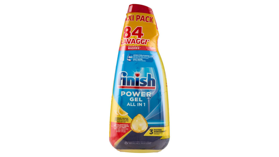 Finish Power Gel Lemon 3 X 30 Lavaggi Liquido Lavastoviglie 3 X 600 Ml