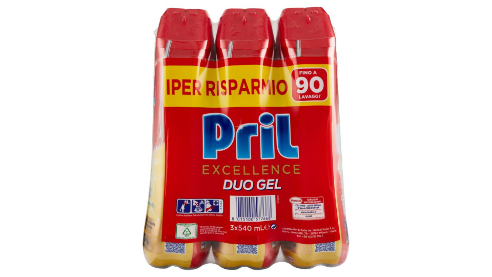 Pril Excellence Duo Gel Limone 3x540ml