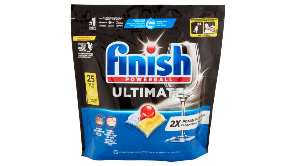 Finish Ultimate Limone Pastiglie Lavastoviglie 25 Lavaggi 322,5 G
