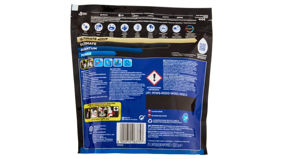 Finish Ultimate Limone Pastiglie Lavastoviglie 25 Lavaggi 322,5 G