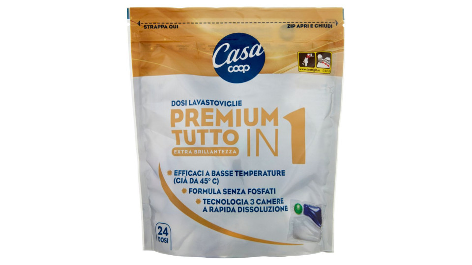 Dosi Lavastoviglie Premium Tutto In Extra Brillantezza 24 Dosi 300 G