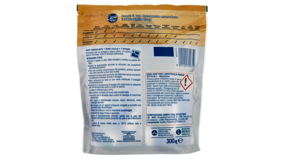 Dosi Lavastoviglie Premium Tutto In Extra Brillantezza 24 Dosi 300 G