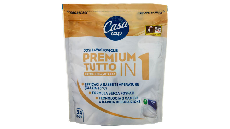 Dosi Lavastoviglie Premium Tutto In Extra Brillantezza 24 Dosi 300 G