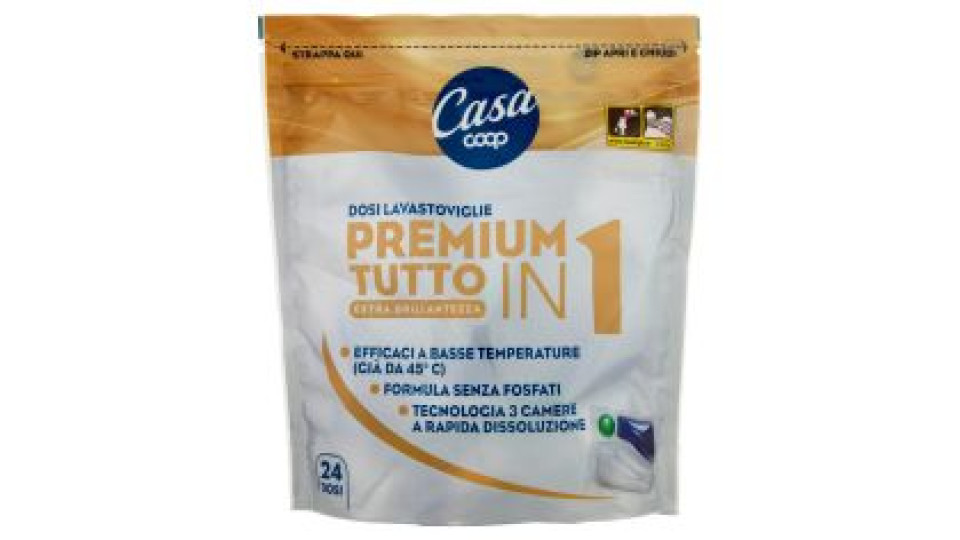 Dosi Lavastoviglie Premium Tutto In Extra Brillantezza 24 Dosi 300 G