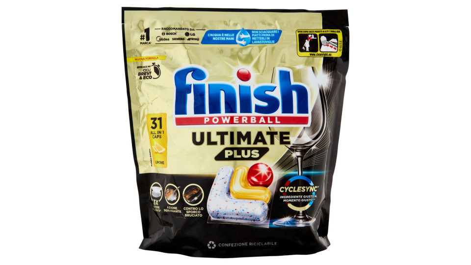 Finish Ultimate Plus Limone Pastiglie Lavastoviglie 31 Lavaggi 378,2 G